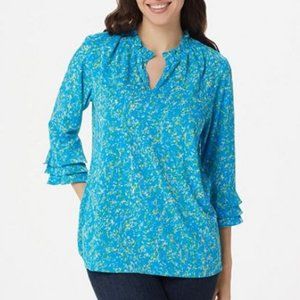 Belle by Kim Gravel Floral 3/4-Sleeve Print Blouse